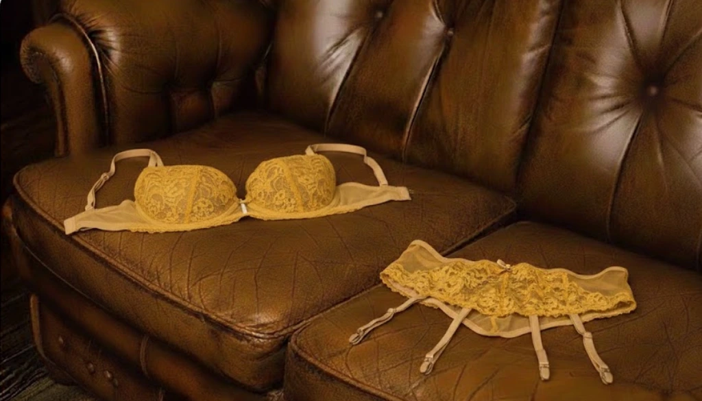 Ensemble lingerie fine dorée pour femme en dentelle élégante et glamour