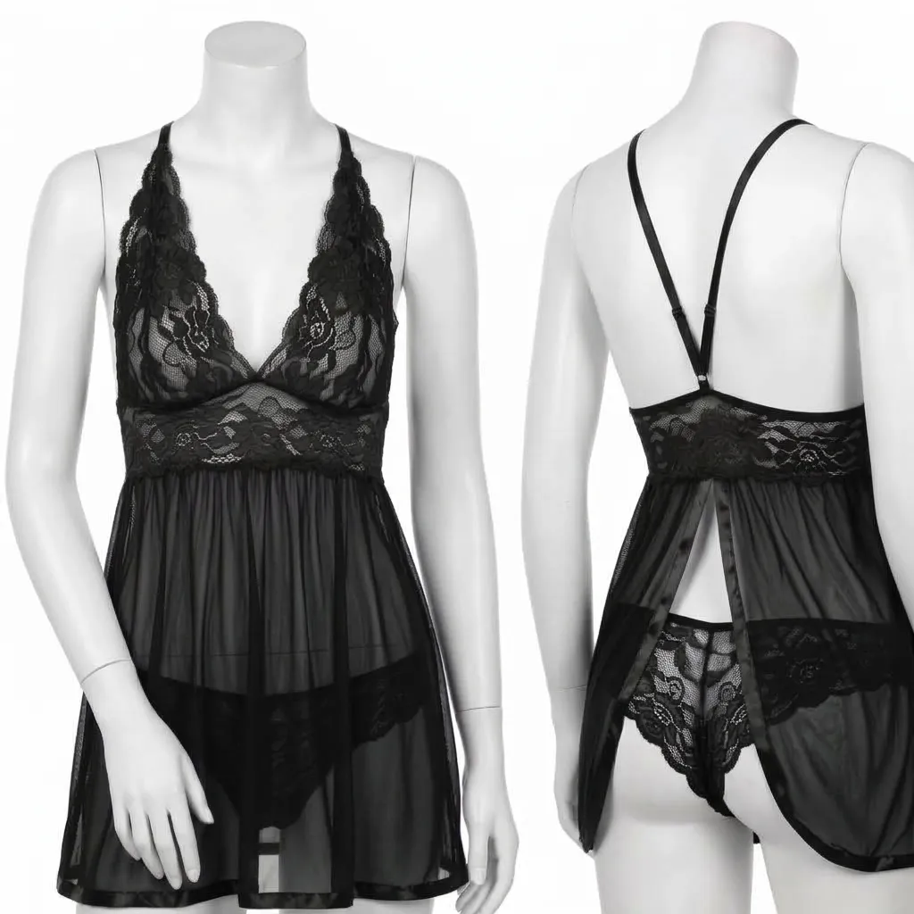 Nuisette Élégante en Tissu Transparent - 2 Pièces