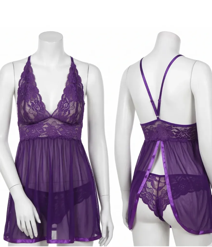 Nuisette Élégante en Tissu Transparent - 2 Pièces