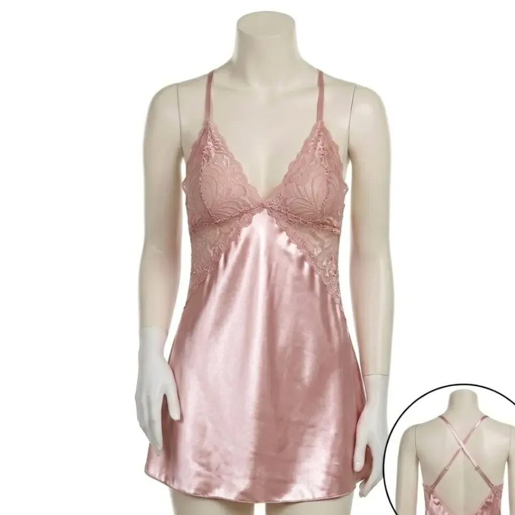 Sexy Babydoll with Criss-Cross Back Straps (Pink, S)