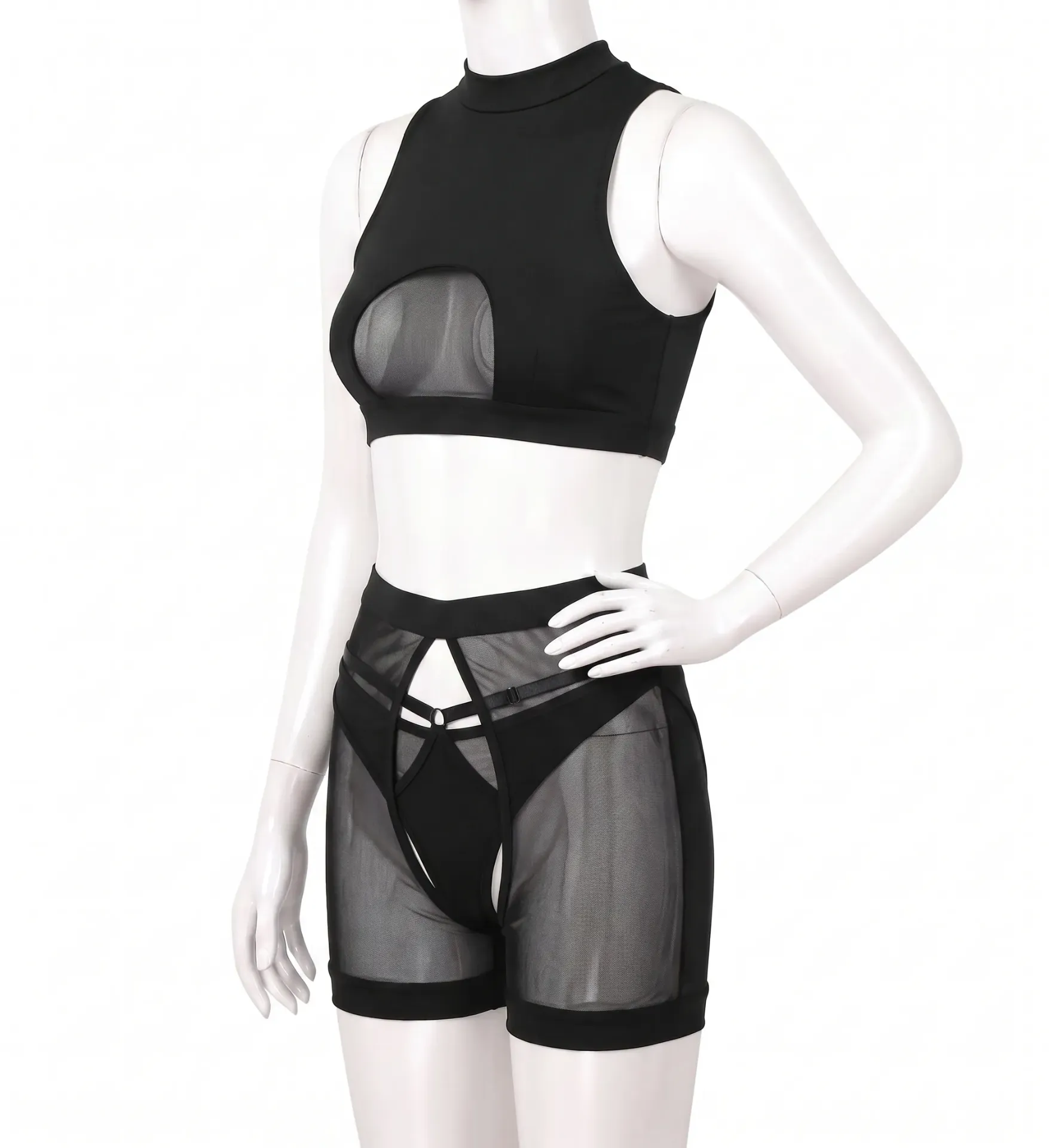 3 Piece Sculpted Silhouette Set with Chest Cutout and Fine Knit