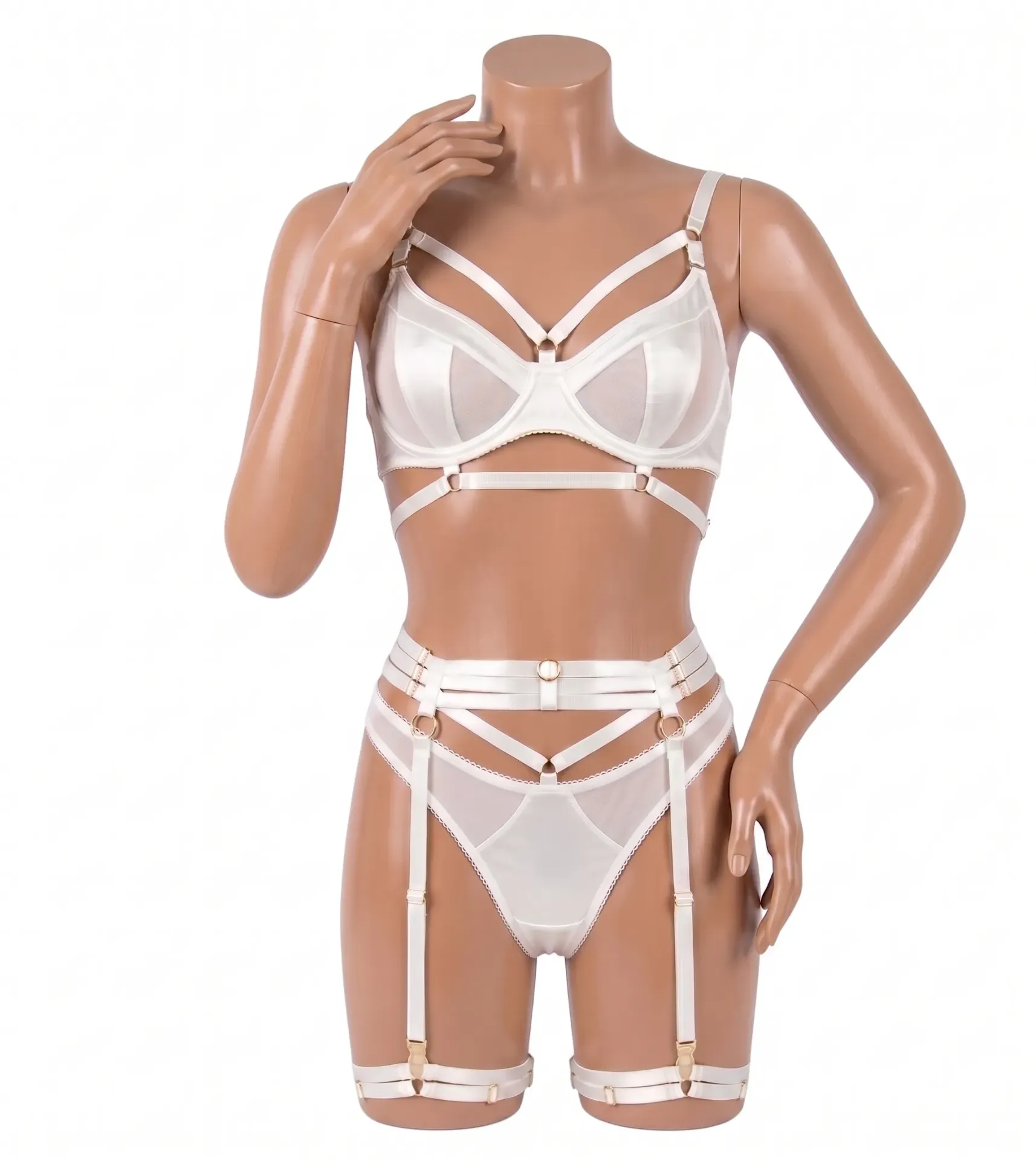 3-Piece Harness and Tulle Lingerie Set
