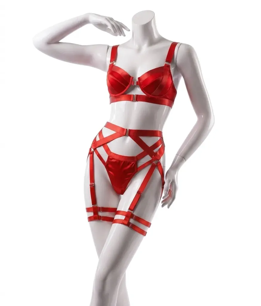 4 Piece Strappy Harness Lingerie Set