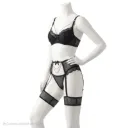Ensemble Soutien-Gorge, String et Porte-Jarretelles Style Bijou 4 Piéces 